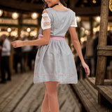 MQTIME  -  Women 2024 New Pink Bowknot Lace Up Oktoberfest Cosplay Suits Party Costume German Beer Stage Performance Costume Apron Dress