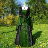 MQTIME  -  Medieval Court Style Party Summer Dress for Women High Waist Velvet Fabric Tulle Skirt Long Sleeve Women Clothing