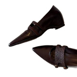  MQTIME  -  Women's shoes with elegant style  pointed braided belt buckle Mary Jane shoes women's commuting single shoes