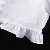 MQTIME  -  Women's White Ruffle 2 Piece Short Outfits Ruffle Crop Top High Waist Shorts Casual Fashion Streetwear Female Sets New
