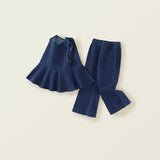 MQTIME  -  2Piece Summer Baby Girl Outfits Korean Fashion Denim Sleeveless Tops+Flare Pants Toddler Clothes Kids Boutique Clothing BC1763