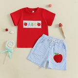 MQTIME  -  Boys Back to School Outfit Graphic Print Short Sleeve T-shirt with Denim Shorts Set for Summer Toddler Fashion