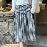 MQTIME  -  Red Plaid A- Line Mini Skirt with Lining Spring Summer Asymmetrical Splicing Big Swing Japanese Style Polyester Fiber Skirt