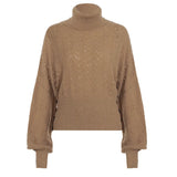 MQTIME  -  Retro Autumn Solid Knitted Hollow Sweater Women Turtleneck Full Batwing Sleeve Loose Casual Versatile Street Pullovers
