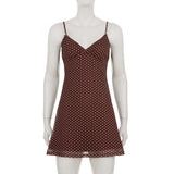 MQTIME  -  Retro Slim Summer Women's Sweet Street Polka Dot Print Simple Basic Sleeveless Dress