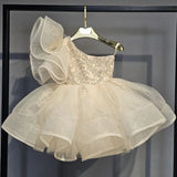 MQTIME  -  Baby Girl Princess Floral Sequins Dress Off Shoulder Infant Toddler Child Tulle Vestido Party Wedding Pageant Baby Clothes 1-12Y