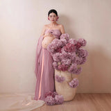 MQTIME  -  Women Maternity Dress for Photoshoot Elegant Pink Top with Long Skirt 2pcs Suit Pregnancy Dresses for Studio Photography Shoot