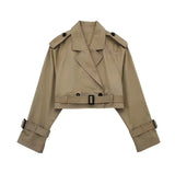  MQTIME  -  Women Casual Trench Outwear With Belt Vintage Solid Notched Neck Long Sleeve Jacket Autumn Fashion Lady Streetwear Coat