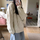 MQTIME  -  Women Knitting Sweater New Soft Knit Sweater Women's Retro Thickened Oversized Lazy Style Slim Fit Knit Top