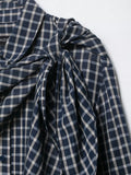 MQTIME  -  Spring New Plaid Long Sleeve Scarf Shirts Women Casual Turn-down Collar Single Breasted Blouse Shirts Female Chic Tops New
