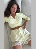 MQTIME  -  Sexy Lace Patchwork Women's Top Shorts Set V-neck Sleeveless Backless Tops Loose Short Pant 2025 Summer Fashion Lady Suit Outfit