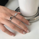 Mqtime Fashion Punk Zircon Irregular Texture Open Rings Trendy Design Personality Crystal Adjustable Finger Ring for Women Jewelry