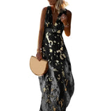MQTIME  -  Summer New Party Dress Hem Soft Ankle-Length Elegant Bronzing Applique Casual Vest Gown Beach Dresses Female Clothing