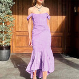 MQTIME  -  Pleated Sleeveless Sexy Long Fishtail Dress For Women Fashion Solid Color Slimmer Bodycon Club Party Sexy Dresses Clubwear D447