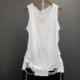 MQTIME  -  Cotton Solid Women Tank Tops 2024 Summer New T-Shirts O-neck Hole Loose Casual All Match Female Pulls Tops Tees