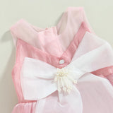 MQTIME  -  0-4Y Kids Baby Girls Summer Princess Dress Elegant Bowknot Sleeveless Tulle Lace Party Dress For Birthday Wedding