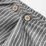  MQTIME  -  Children's Retro Striped Cotton And Linen Pant Spring Autumn New Japanese Boys And Girls Casual Loose Wide-Leg Pants WTP122