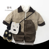  MQTIME  -  Winter New Children Plus Velvet Thick Coat Boys Girls Lapel Cotton Padded Jacket Baby Casual Shirts Jacket Kids Clothes