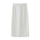 MQTIME  -    Women's 2024 Summer New Fashion Temperament High Waist Gold Button Decorated Midi Skirt 9878/106