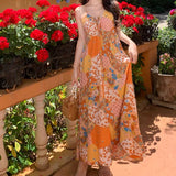 MQTIME  -  A-line Boho Dress Strapless Printed Summer Dress Femme Rayon Floral Straight Chic Maxi Dress Straps Holiday Vestidos