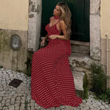 MQTIME  -  Summer Women's French Temperament Polka Dot Sexy V-neck Suspender Backless Dress