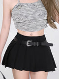 Mqtime Y2K Pleated Mini Skirt Women Korean Chic Fashion With Belt Hot Girl High Waist A-line Kawaii Sexy Short Skirts