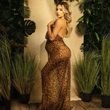 MQTIME  -  Sexy Chiffon Leopard Maternity Photography Dress Print V-neck Lace Up Backless Photo Shoot Photography Dress For Women