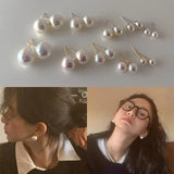 Mqtime Retro French Freshwater Pearls Stud Earrings Autumn Winter Trendy Vintage Female Simple Classic Pearl Earrings Jewelry