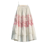 MQTIME  -  Country-style Half-skirt for Women, Spring Lace Splicing, College-style, Summer New Design, Retro A-line Skirt