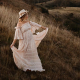 MQTIME  -  Bohemian Photo Shooting Pregnancy Dress Rose Theme In The Wilderness Pleated Chiffon Maternity Dress Clothes For Pregnant Women