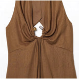 MQTIME  -  Sexy Hollow Out Women's Dressess Sexy Slim Halter Sleeveless Hip Package Long Robes Female 2025 Summer New Lady Beach Club Dress