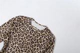 MQTIME  -  Wild Sexy Backless Leopard Print Skinny Flare Jumpsuits Women Fashion O-neck Full Sleeve Peach Hip Slim Casual Overalls Clubwear