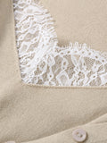  MQTIME  -  Casual Chic Lace Patchwork Knit Cardigan Women Slim V-neck Long Sleeve Buttons Female Sweater 2026 Spring Lady Cozy Knitwear