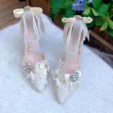 MQTIME  -  high heels for woman bridal wedding shoes designer luxury heel high quality shoes lolita y2k heels french style bow pearl 2000s