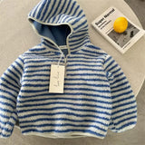 MQTIME  -  Children Girls Sweatshirt Striped Thicken Warm Toddler Girls Woolen Pullovers New Winter Versatile Kids Baby Girls Hoodies