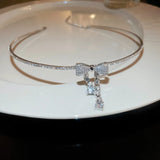 Mqtime Luxury Crystal Choker Necklace for Women Water Drop Pendant Necklace Trend Weddings Jewelry Party Gifts