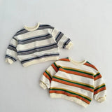  MQTIME  -  Autumn New Children Striped Sweatshirt Long Sleeve Boys Girls Cotton Pullover Loose Kids Casual Sweatshirt Baby Clothes