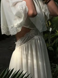  MQTIME  -  Women Casual Dresses Deep V Lace Waist Cutout Maxi Dress Puff Sleeve Flowy Skirt Bohemian Daily Outfit Summer Wear Woman Clothes