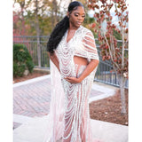 MQTIME  -  Maternity Photography Props Dress Pregnant Woman Photo Shoot Outfit Long Dresses Sexy Goddess Shiny Rhinestone Sequins Cape