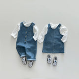  MQTIME  -  Autumn New Baby Sleeveless Denim Romper Kids Jumpsuit For Boys Girls Overalls Infant Denim Pants Toddler Clothes