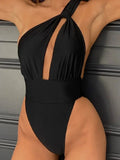 MQTIME  -  Sexy One Shoulder High Waist One Piece Swimsuit Women Beach Backless Swimsuit New All Season Solid One Piece Swimsuit