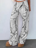  MQTIME  -  Vintage Streetwear Print High Waist All Match Loose Fashion Knitted Long Pants