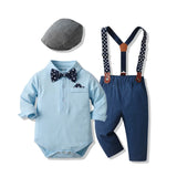 MQTIME  -   Autumn Winter Baby Boys Gentleman Clothing Sets Long Sleeve Bowtie Rompers Shirts+Suspenders Pants+Hat 3PCS Suits