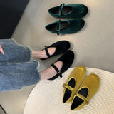 MQTIME  -  Autumn New Mary Jane Women Velvet Flat Shoes Shallow Soft Buckle Ladies Vintage Casual Shoes Classics Ballet Loafers Mujer