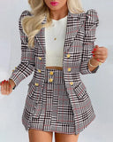  MQTIME  -  New Autumn/winter Temperament Commuter Fashion Casual Printed Long-sleeved Suit