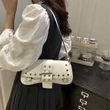 MQTIME  -  Retro Korean Y2K Harajuku Style Niche Rivets Underarm Bag Tote Bags Lipstick Wallet Storage Bag Women's Bags Purses Handbags