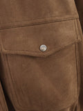 MQTIME  -  Women Elegant Suede Brown Bomber Jackets Fashion Ladies Casual Loose Outfits for Vintage Female Chic Clothes Cute