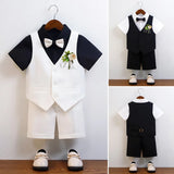 MQTIME  -  Children Boy Summer Cool Green Suit Kids Boys Vest Shirt Shorts Bowtie Ceremony Costume Formal Boys Breathable Slim Wedding Suit