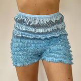 MQTIME  -  Womens Kawaii Lace Ruffle Bloomers Shorts Layered Pettipants Victorian Pumpkin Pants Panties Booty Shorts Lolita Safety Bottoms
