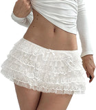 MQTIME  -  New sweet lace hot pants pure desire lotus leaf hem cake skirt pants